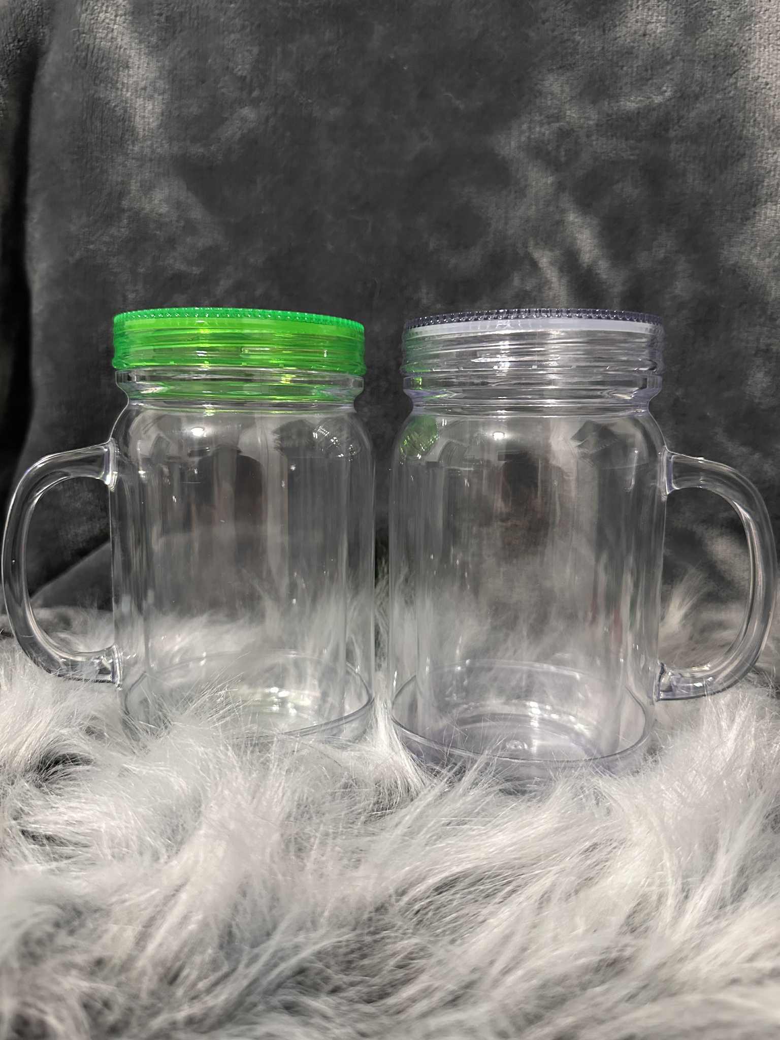 20oz Acrylic Mason Snow Globe w/Color Lid