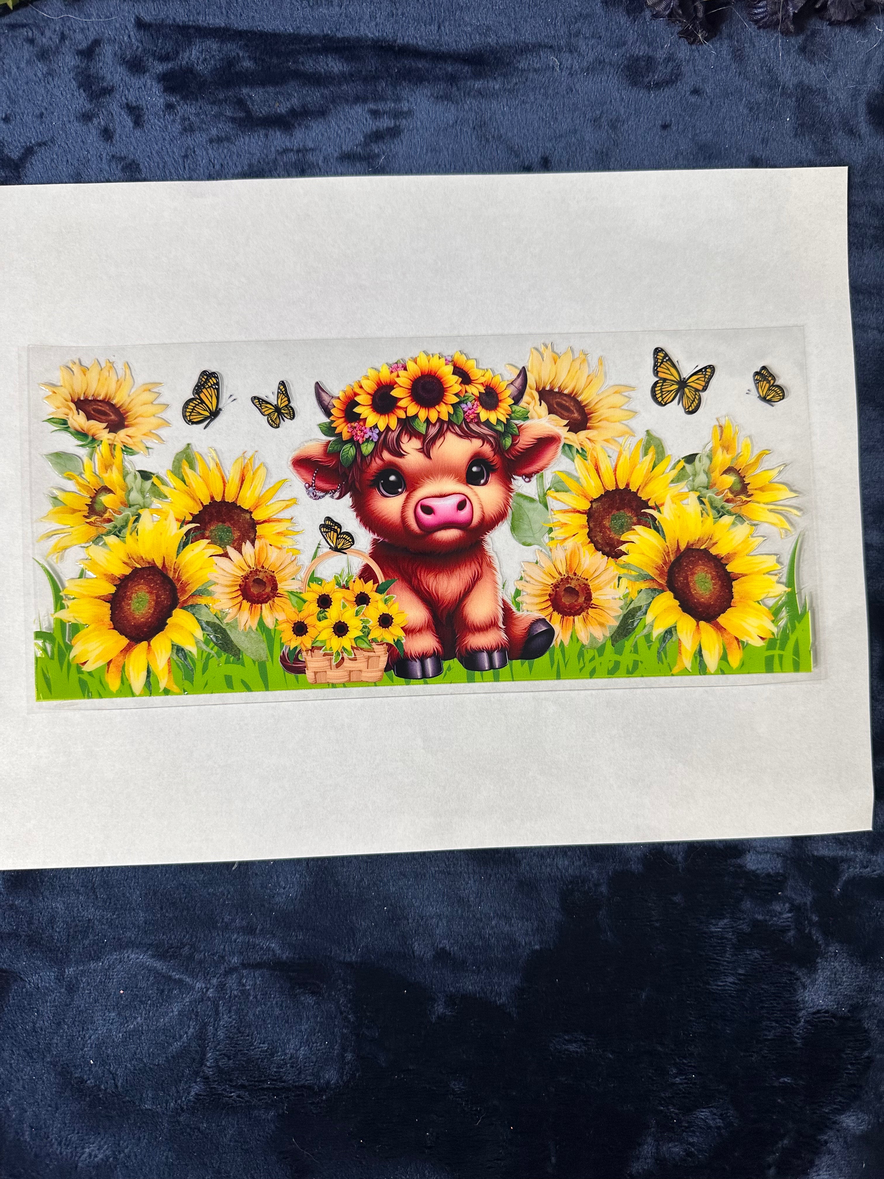 Baby Cow w/Yellow Sunflowers