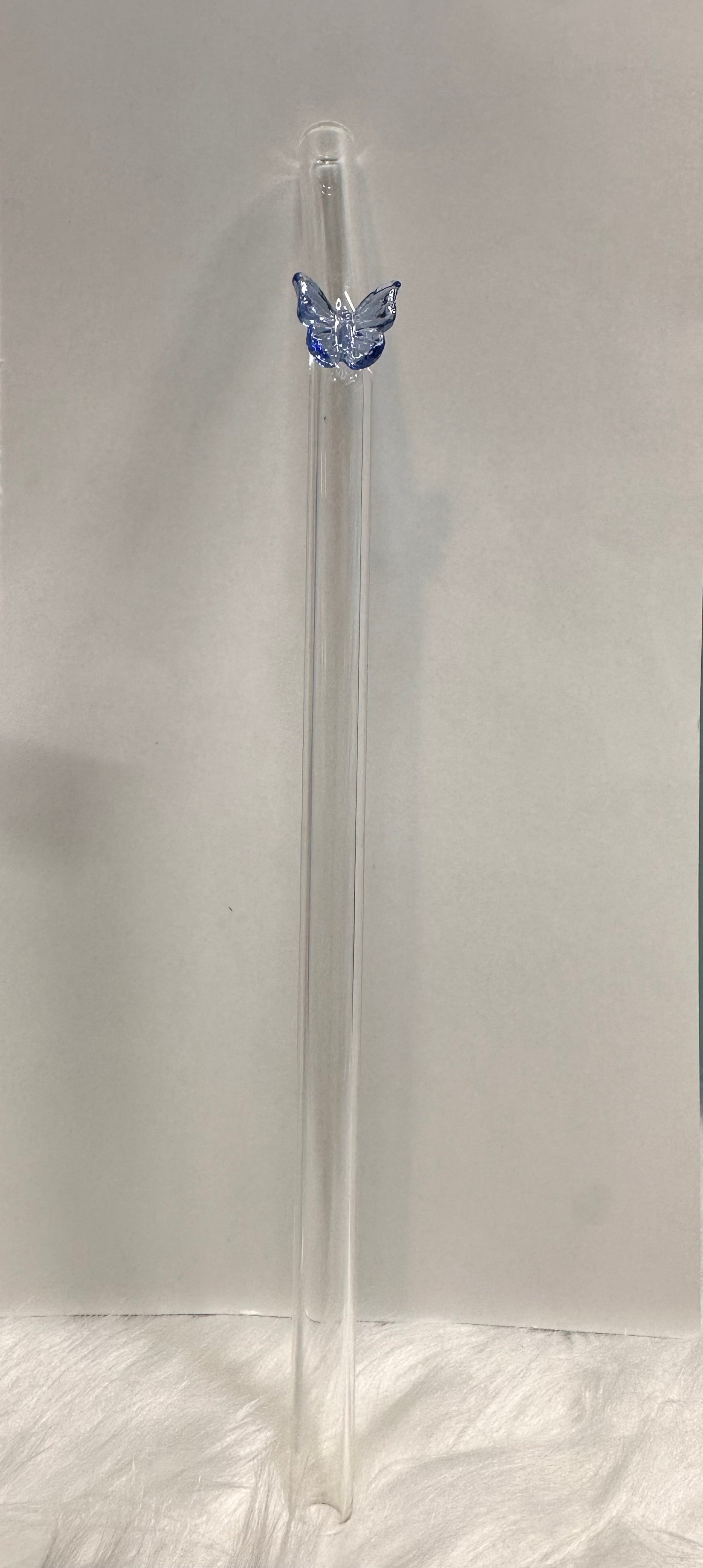 Blue Butterfly Glass Straw
