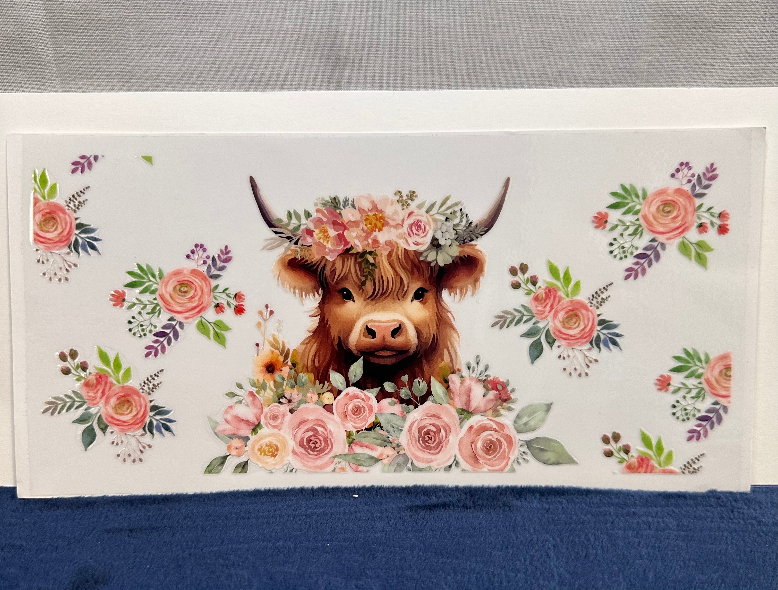 Cow with Pink Flowers