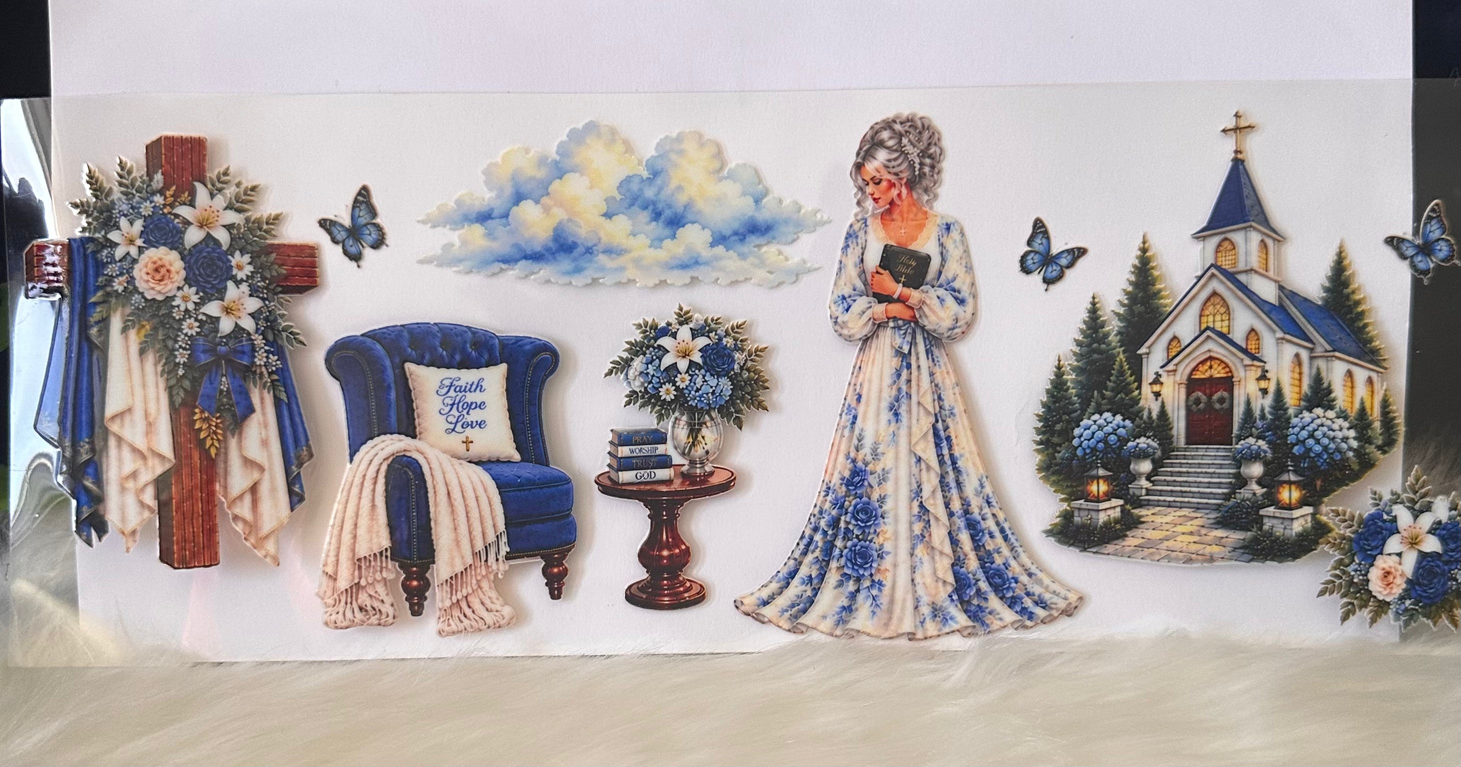 Blue Faith, Love, Hope 12x4.5