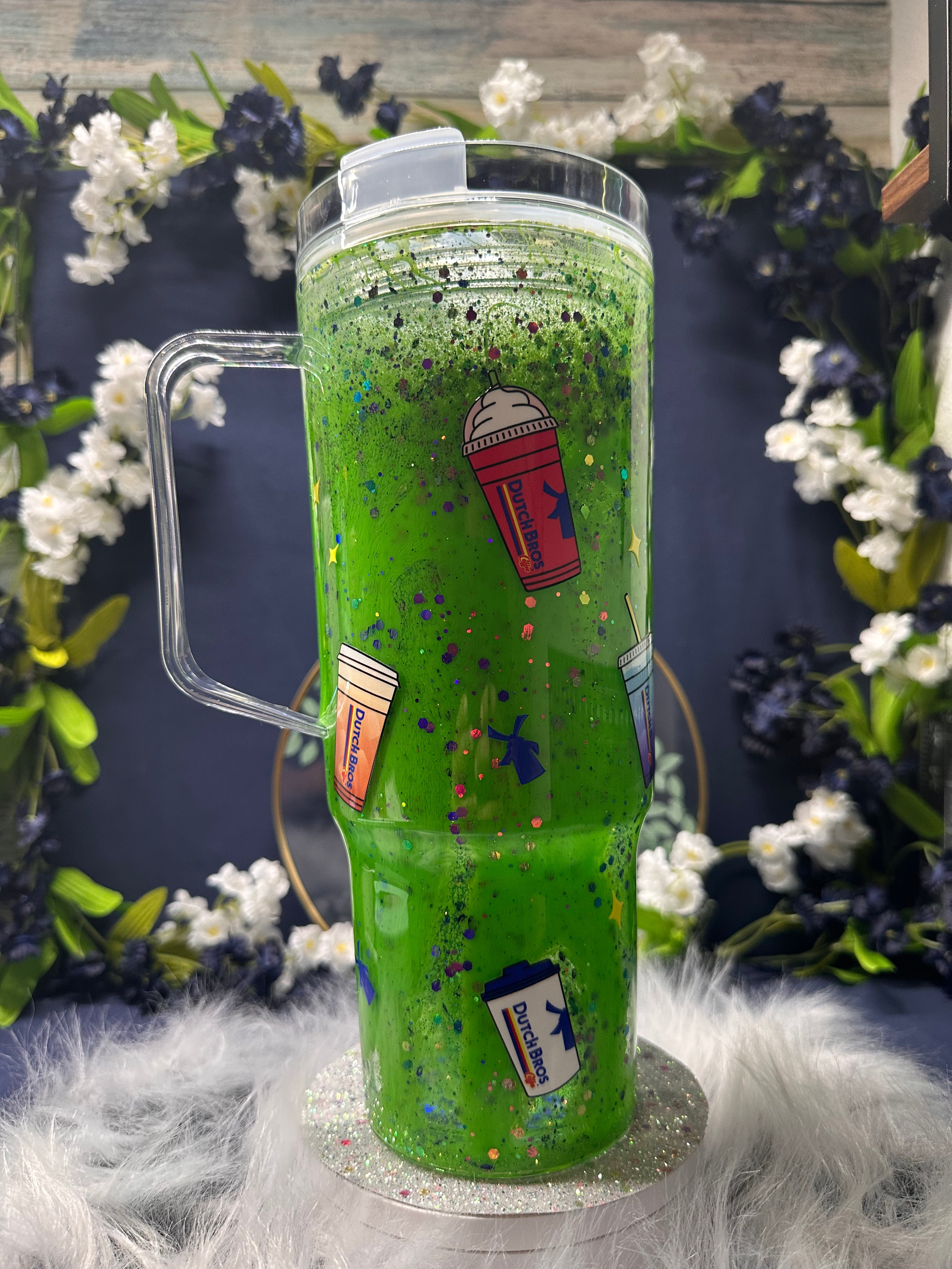 40oz Acrylic Lava Drip Dutch Bros Snow Globe Tumbler