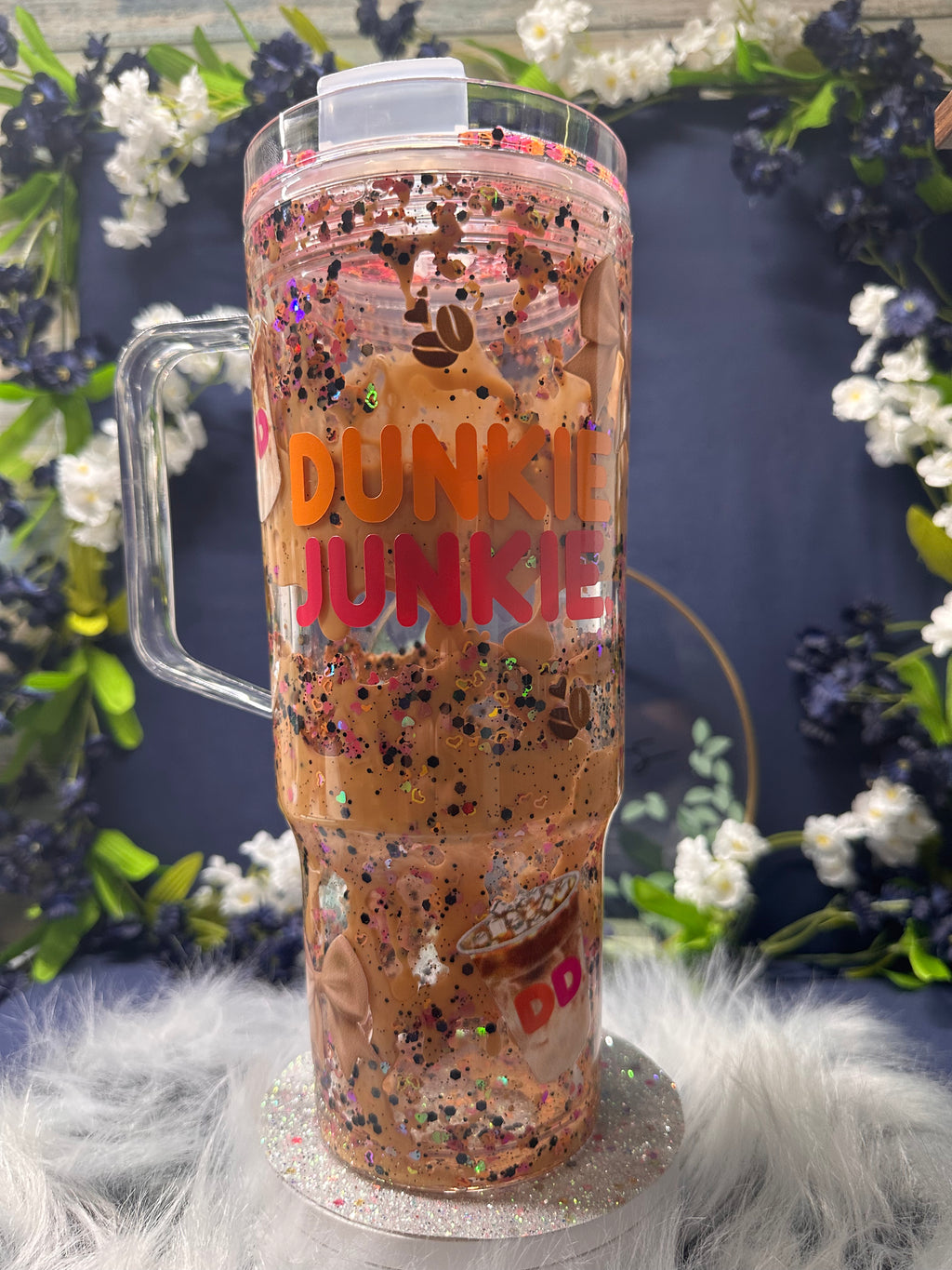 40oz Acrylic Lava Drip Dunkie Junkie  Snow Globe Tumbler