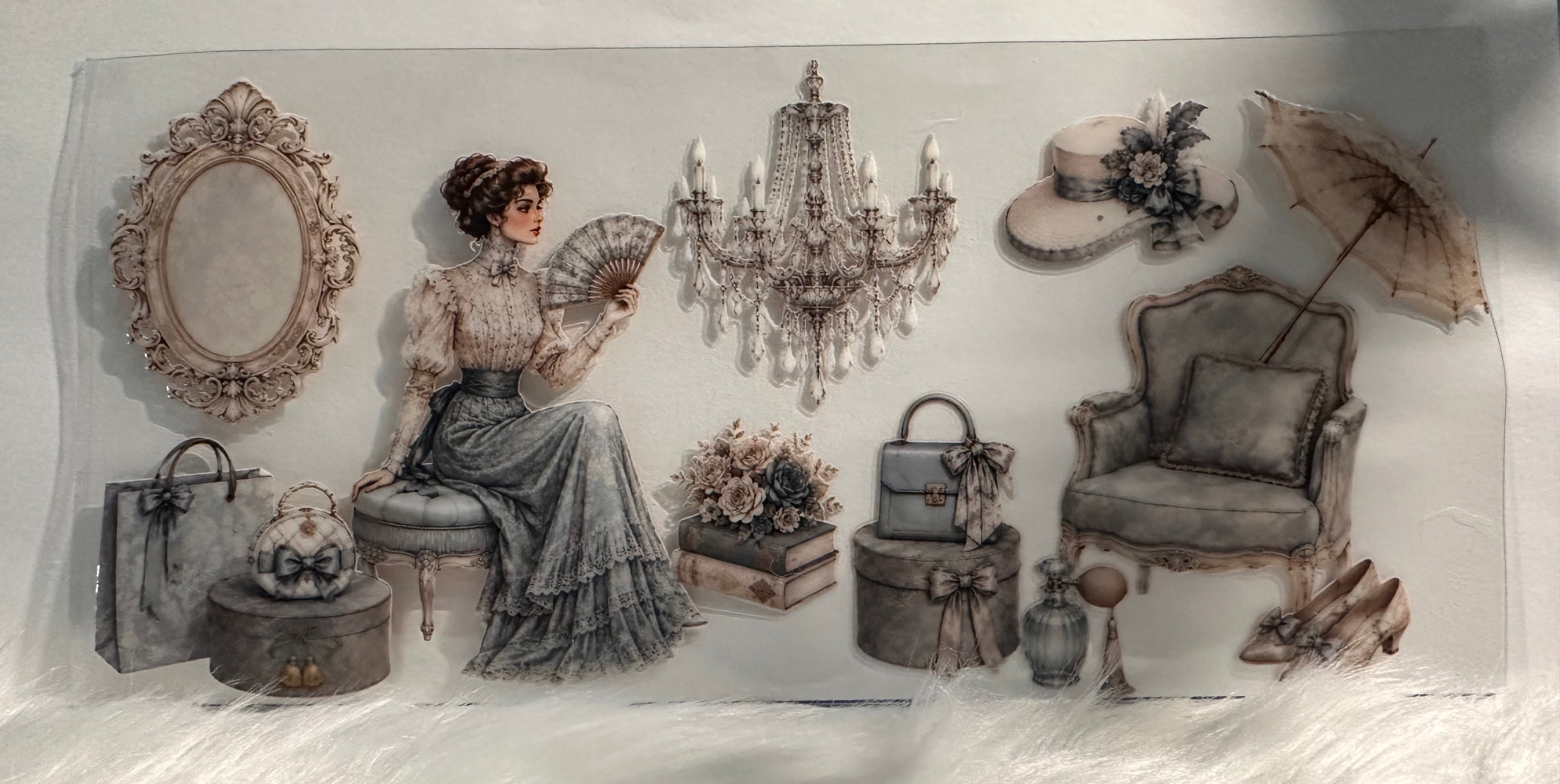 Gibson Girl Smokey Blue with Hand Fan