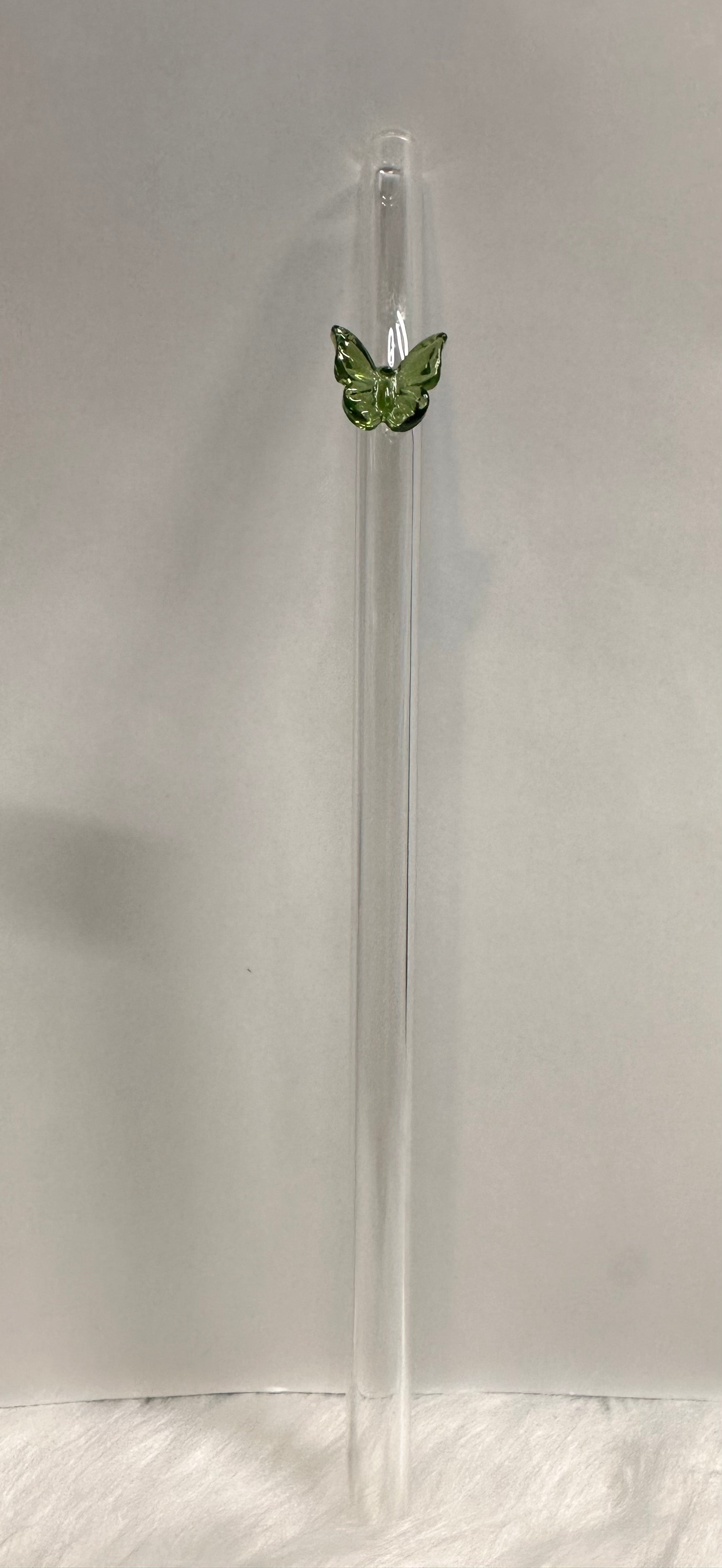 Green Butterfly Glass Straw