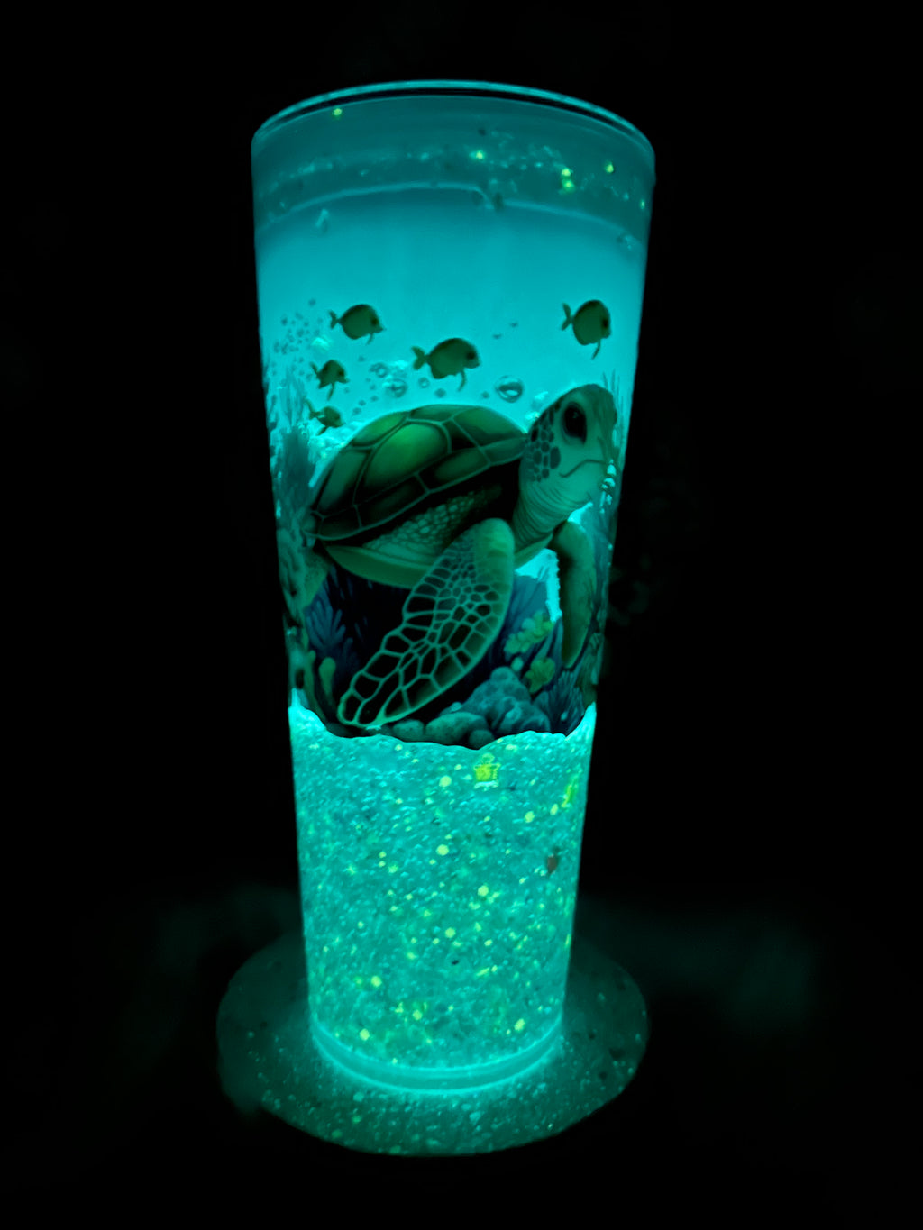 24oz Glow in the Dark Sea Turtle Snow Globe Tumbler