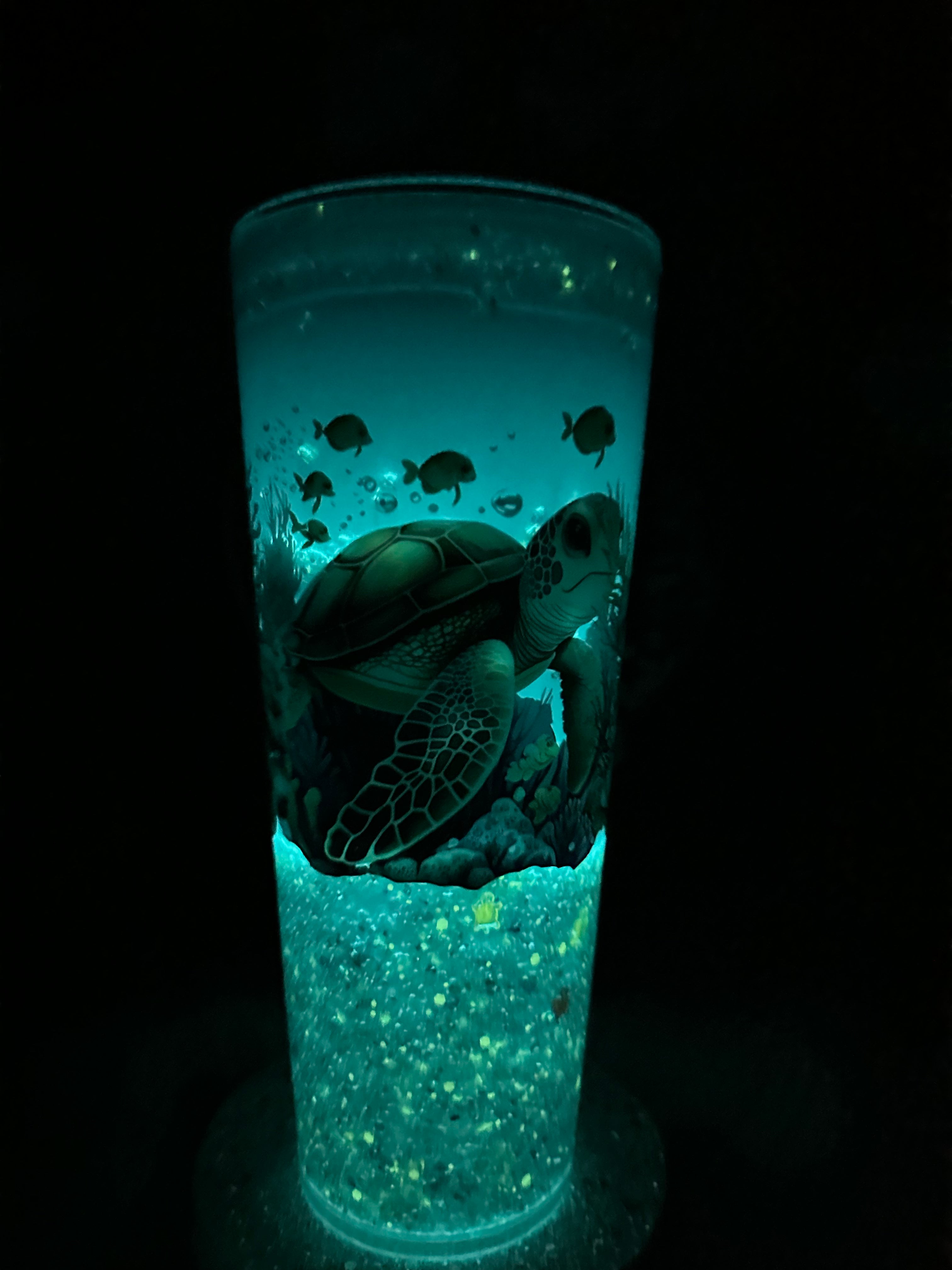 24oz Glow in the Dark Sea Turtle Snow Globe Tumbler