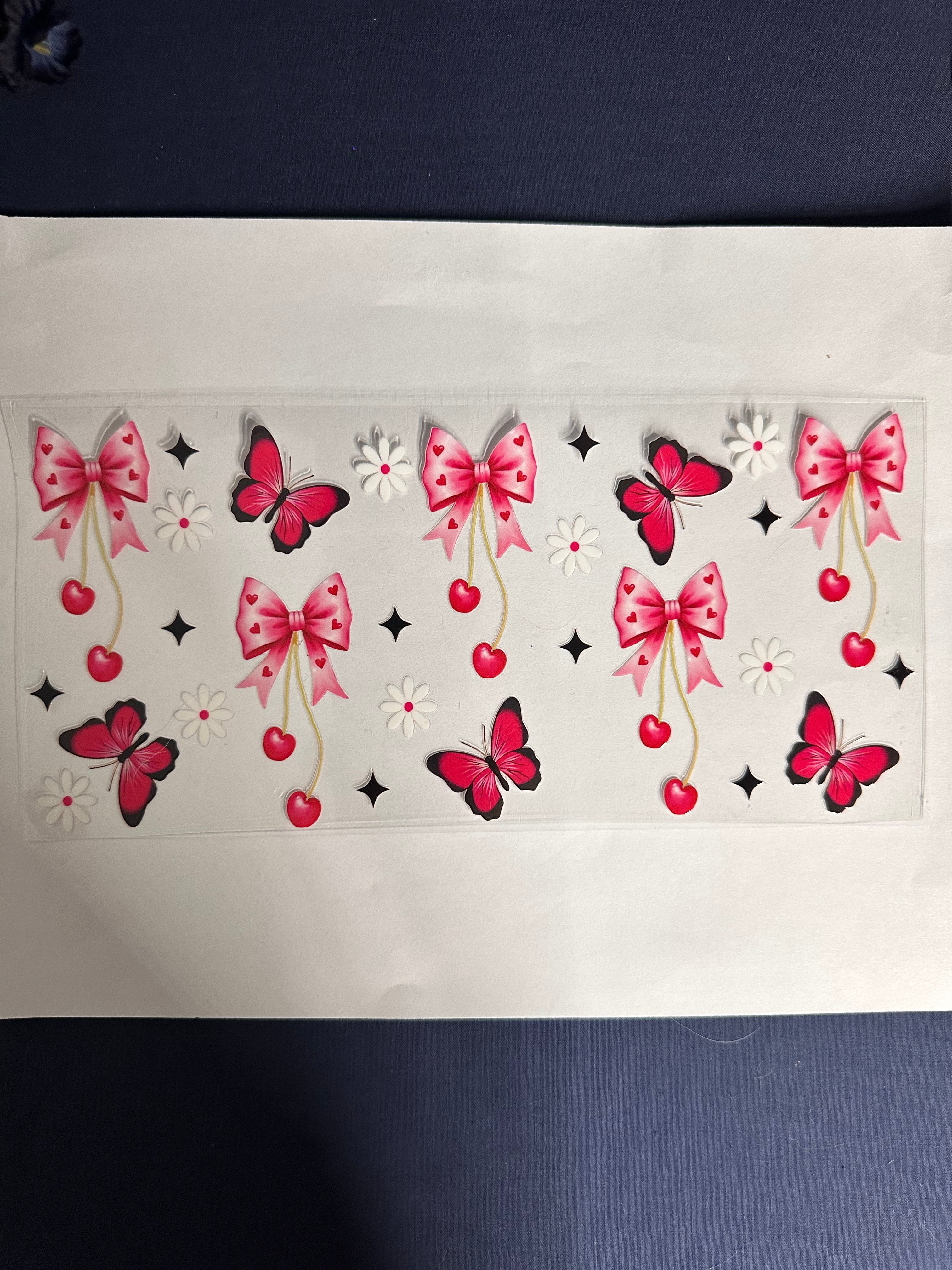 190  Pink Butterfly w/Cherries