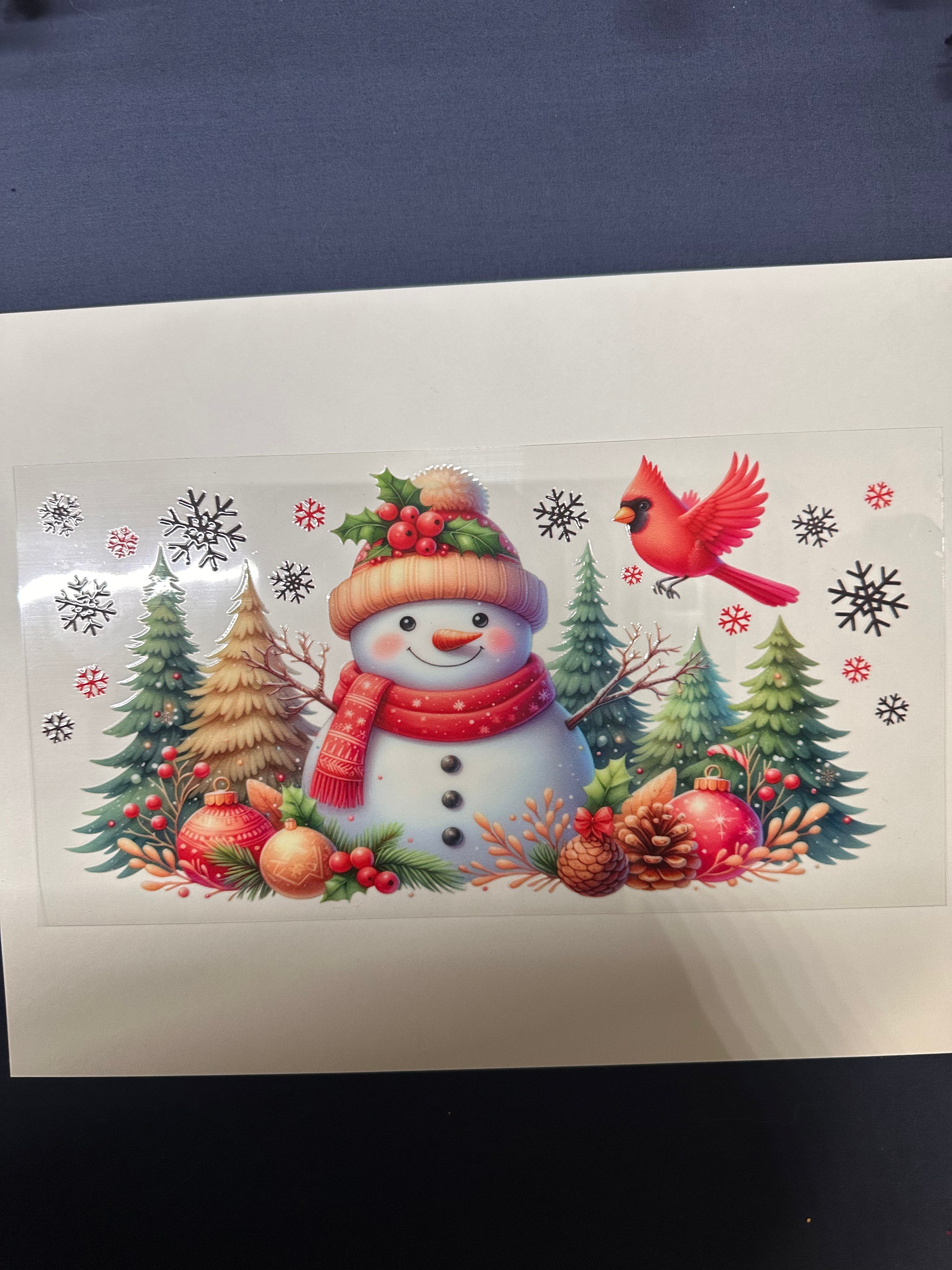 262  Snowman & Red Cardinal