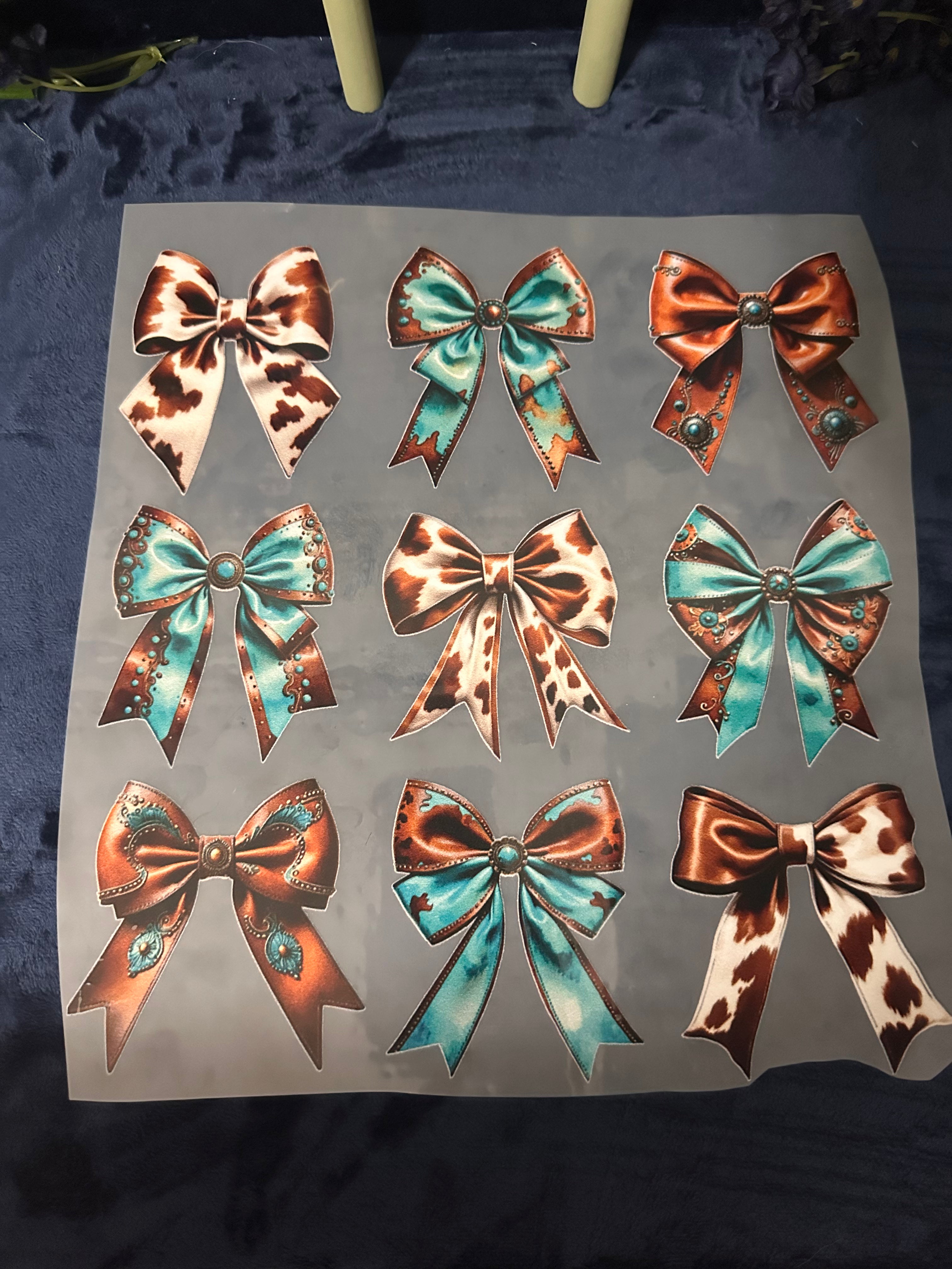 1001  Teal/Brown Bows