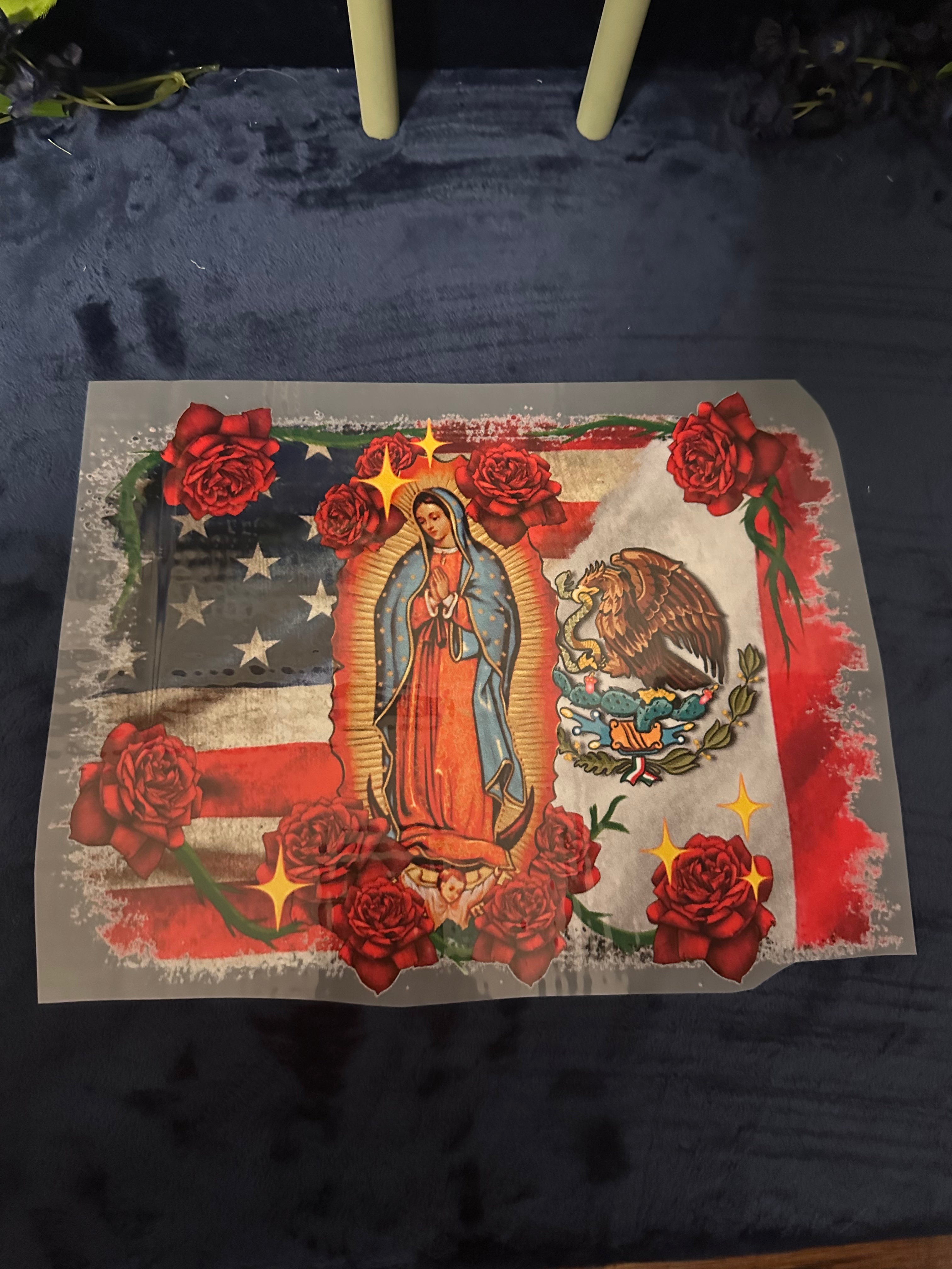 1011 Virgin Mary w/Both Flags