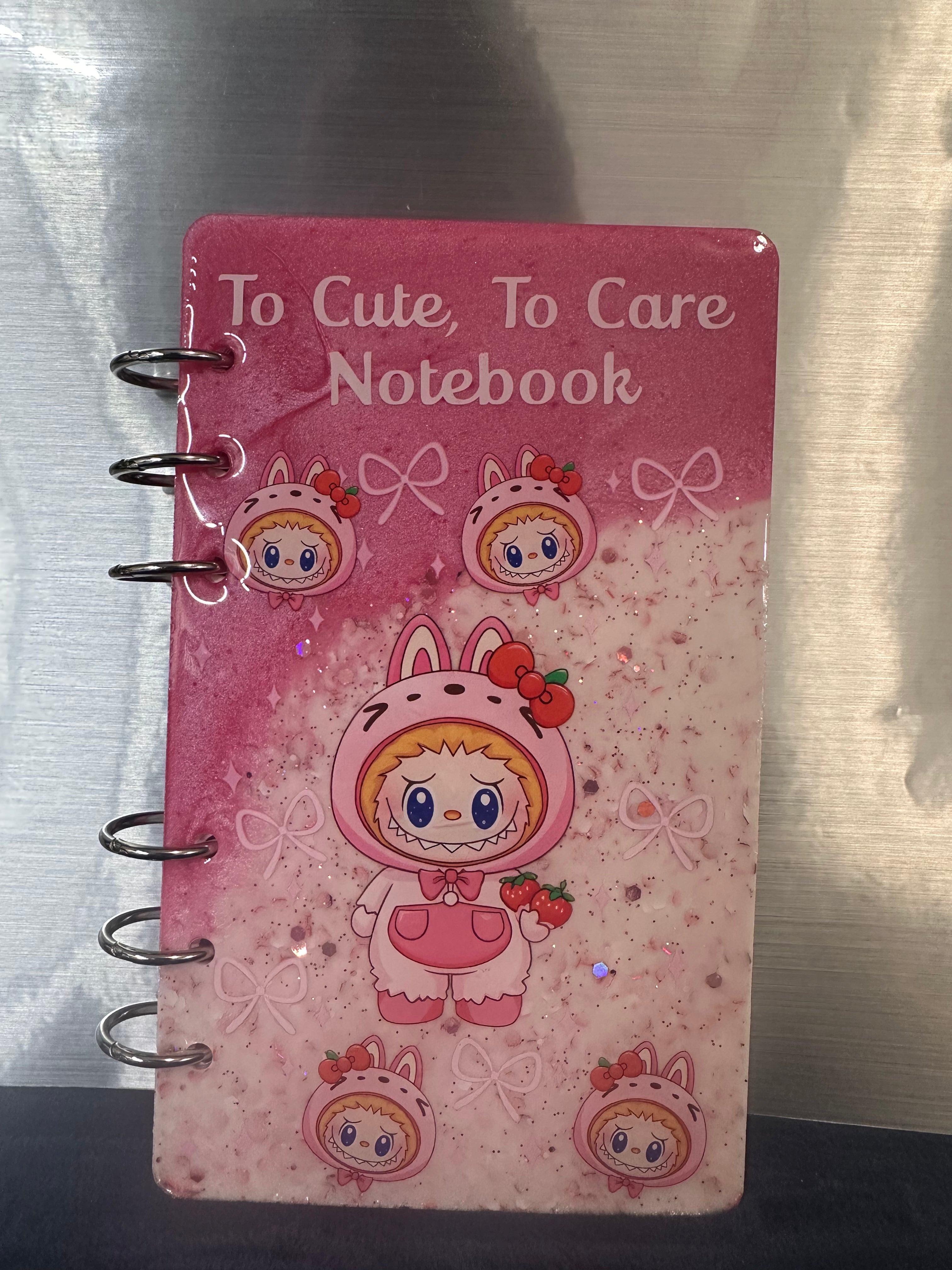 A6 Pink Labubu Resin Notebook - To Cute To Care