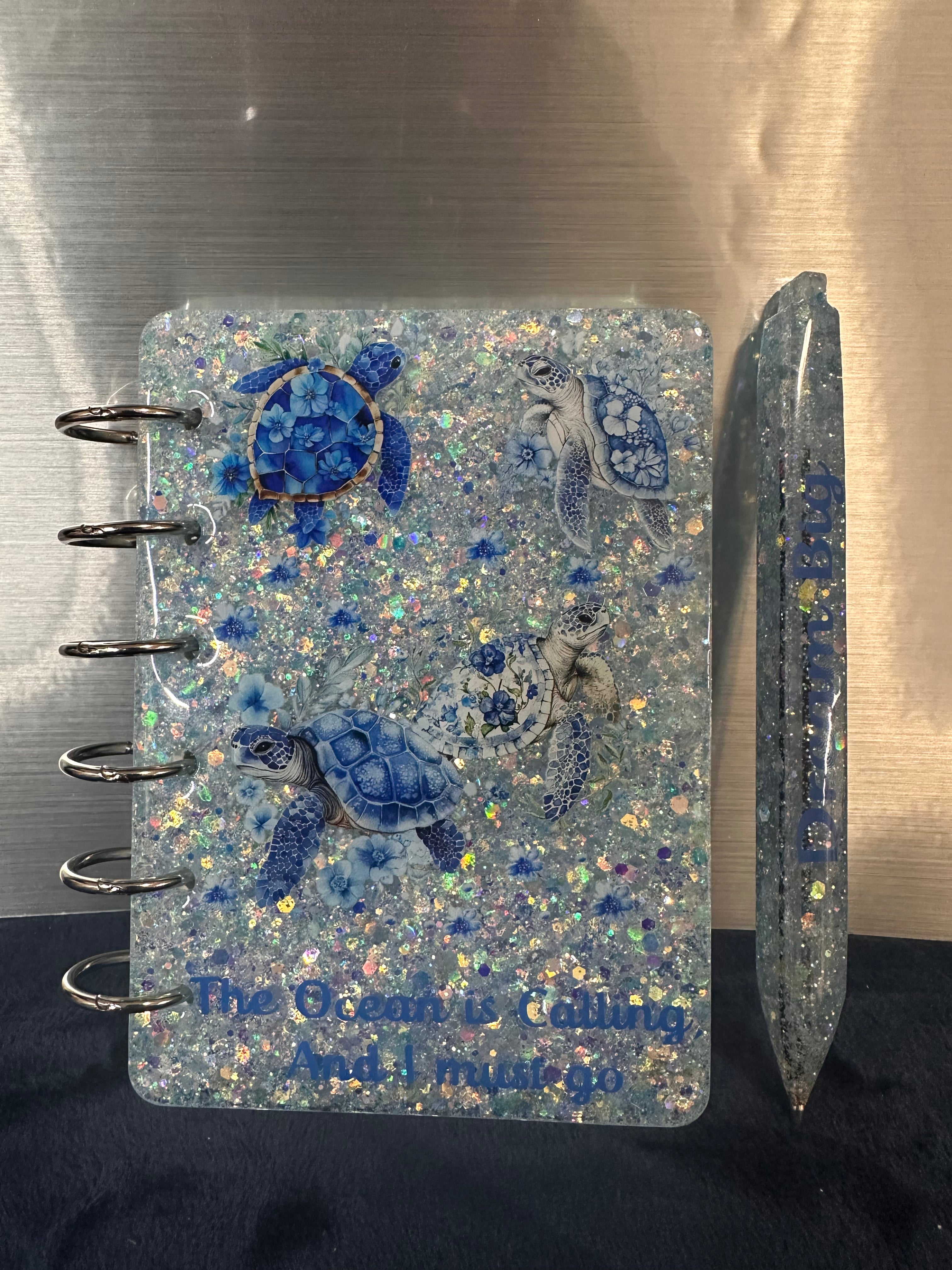 A7 Blue Resin Notebook - Then Ocean is Calling Me