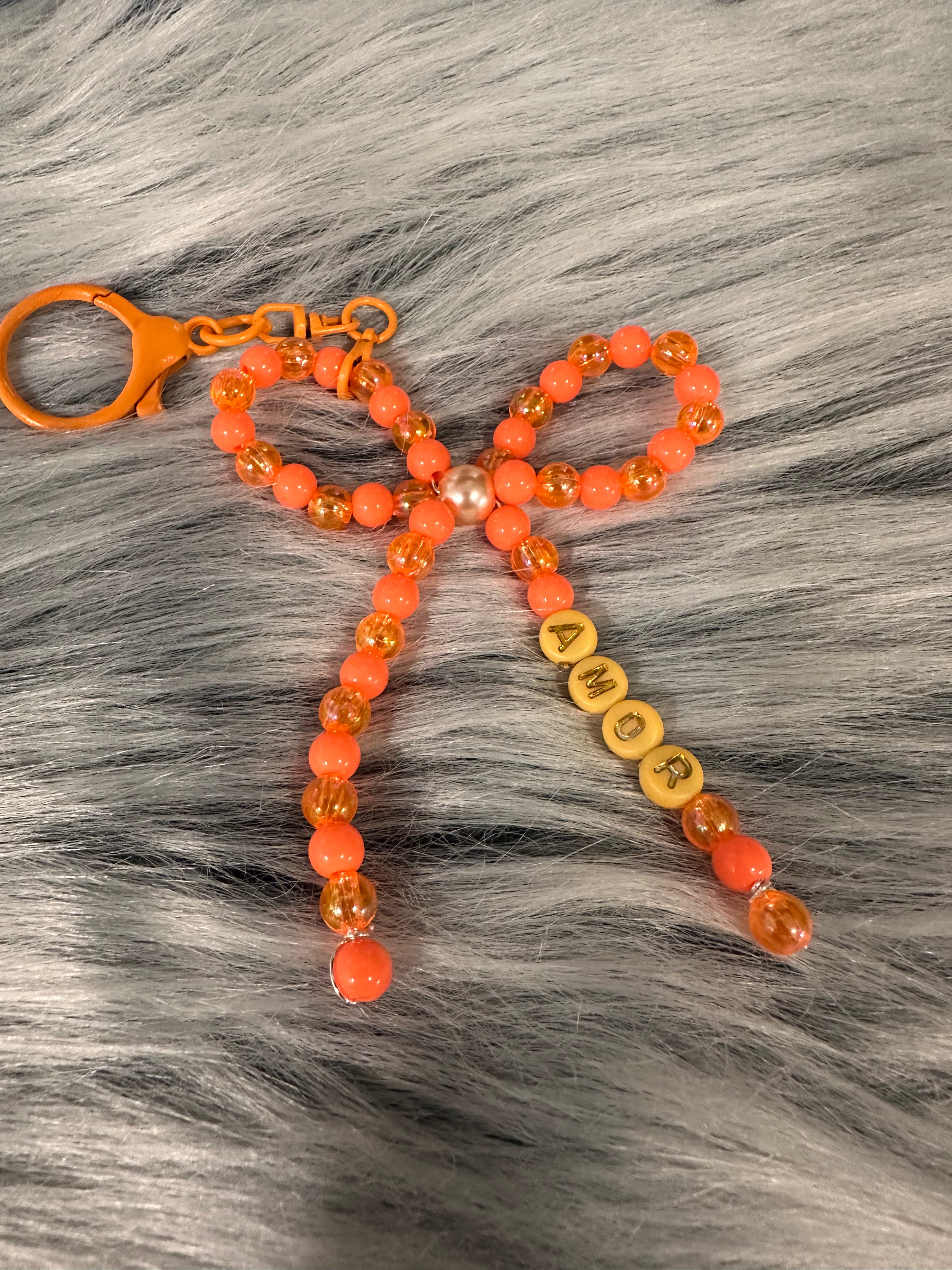 Orange "Amor" Bow Charm/Keychain