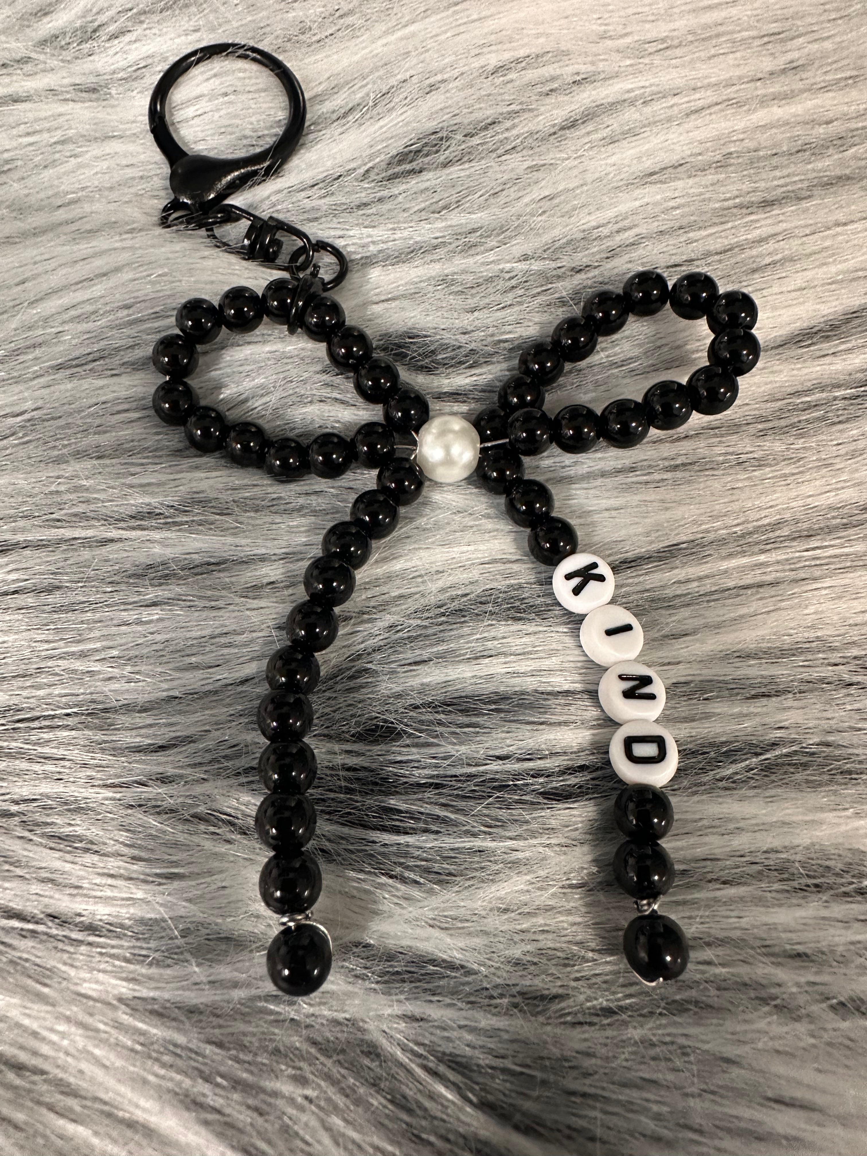 Black "Kind" Bow Charm/Keychain