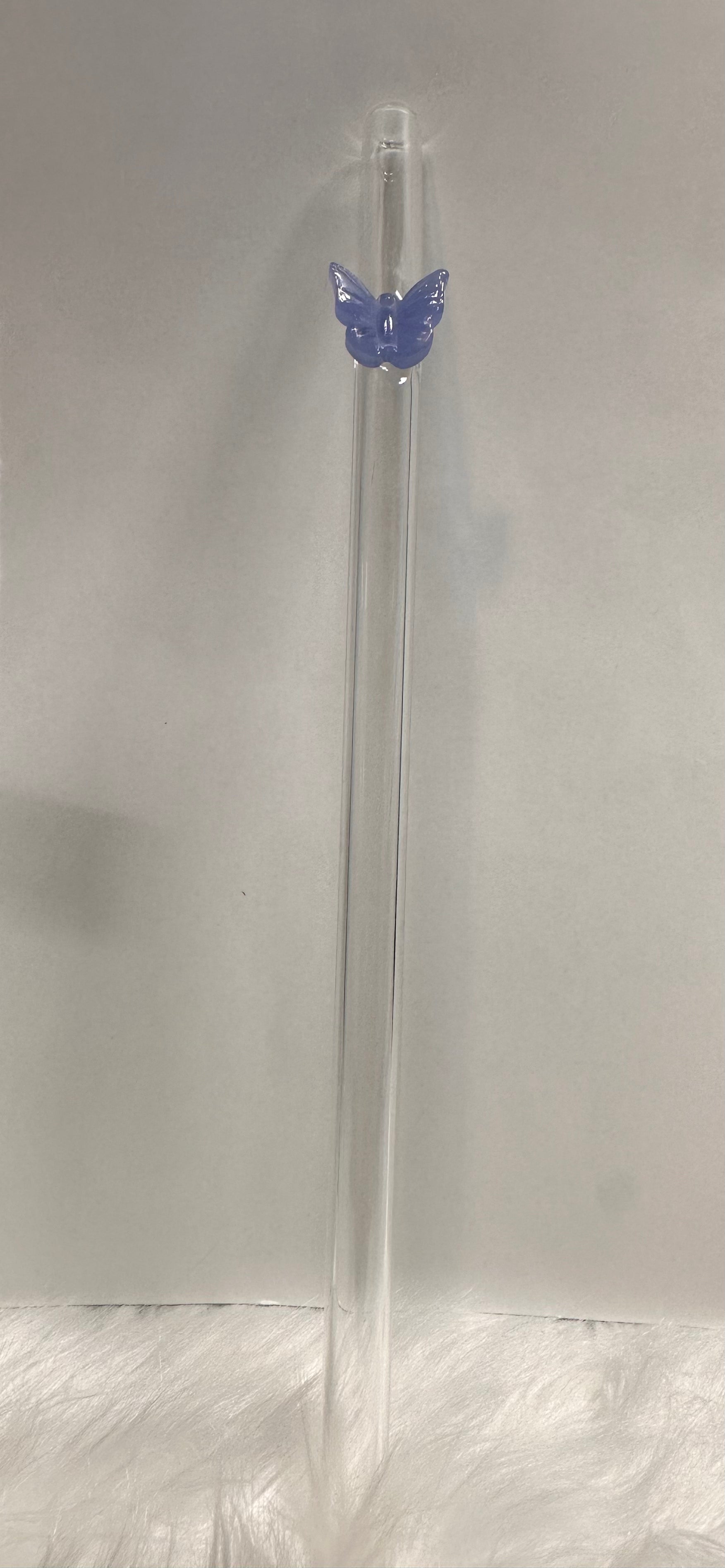 Lavender Butterfly Glass Straw