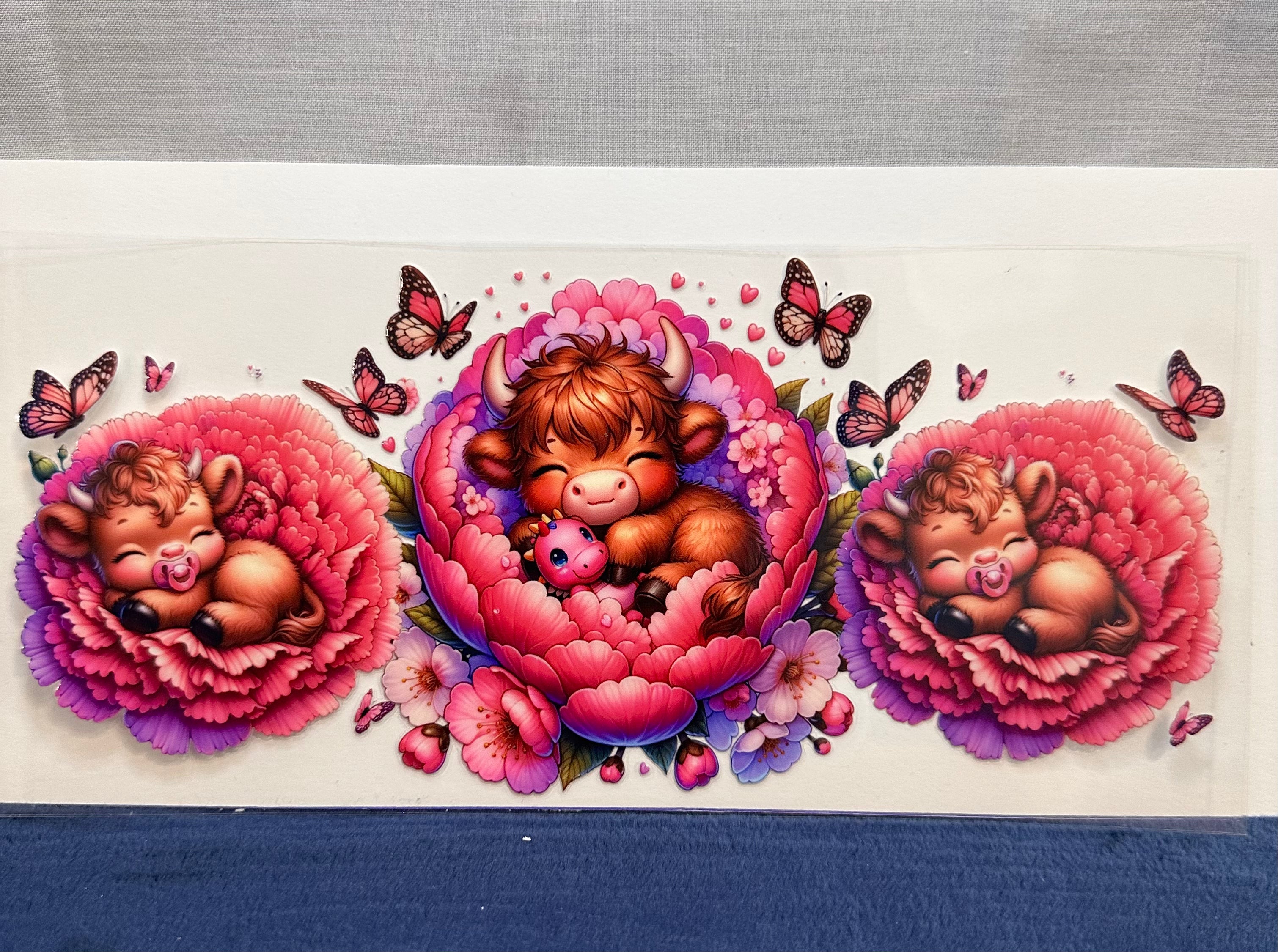 Baby Cow Sleeping Pink Flower