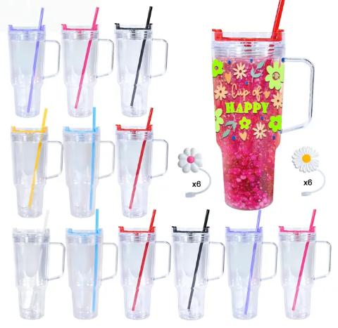 30oz Acrylic Snow Globe Tumbler w/Handle