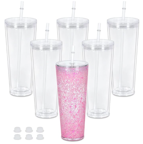 24oz Acrylic Tapered Snow Globe Tumbler