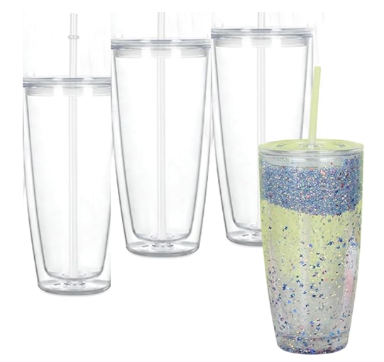 24oz Acrylic Round Bottom Snow Globe Tumbler