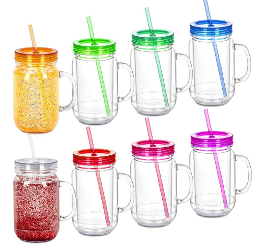 20oz Acrylic Mason Snow Globe w/Color Lid