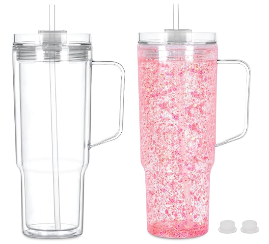 40oz Acrylic Snow Globe Tumbler w/Handle