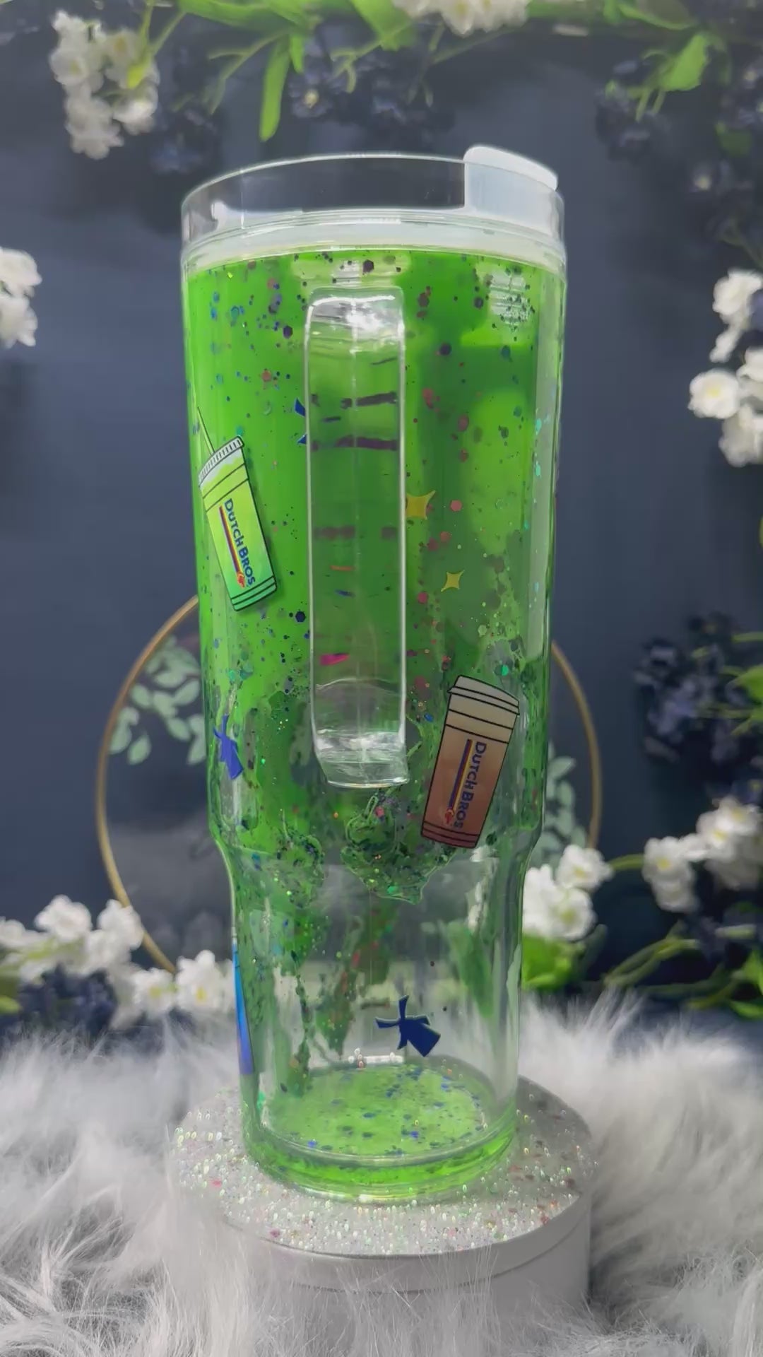 40oz Acrylic Lava Drip Dutch Bros Snow Globe Tumbler