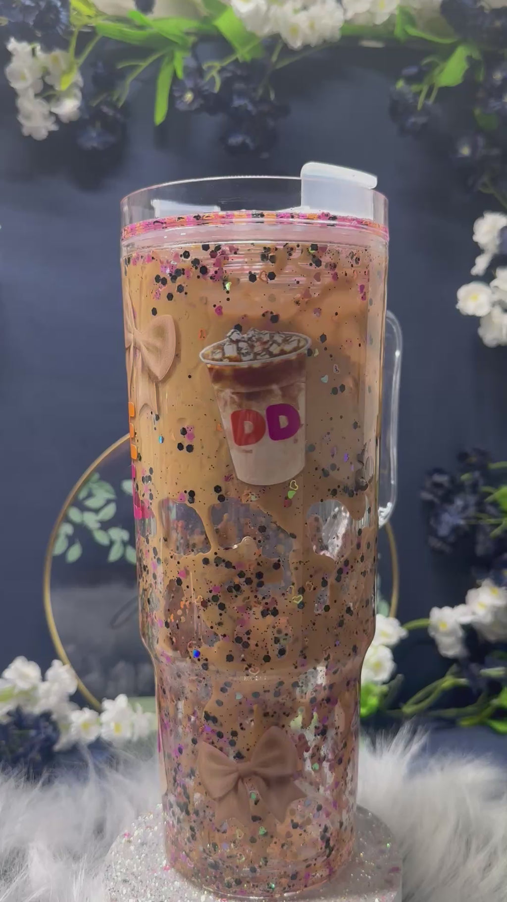 40oz Acrylic Lava Drip Dunkie Junkie  Snow Globe Tumbler